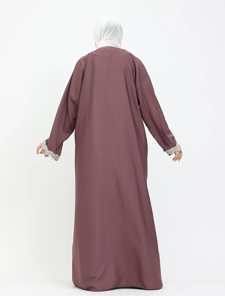 Mauve Lux Lace Abaya 2 Peice